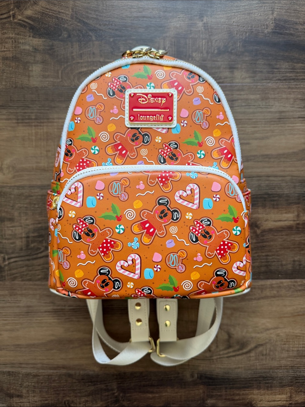 Disney Loungefly Gingerbread Mickey and Minnie Backpack, Like New!